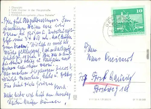 Gehlberg Übersicht, Café Greiner Hauptstraße, Waldbad, FDGB-Erholungsheim  1977