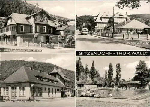 Sitzendorf FDGB-Erholungsheim, HO-Hotel zur Linde, Bahnhof, Freibad 1972