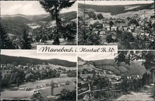 Ansichtskarte Manebach-Ilmenau Überblick über die Stadt und dem Umland 1961