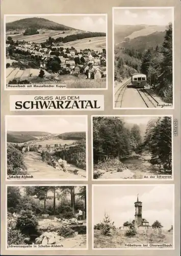 Meuselbach-Schwarzmühle Meuselbach mit Meuselbacher Kuppe, Bergbahn  1967