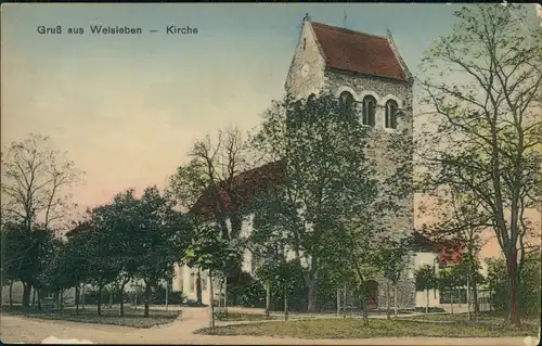 Ansichtskarte Welsleben Straßenpartie  Kirche b Bördeland b Magdeburg 1915