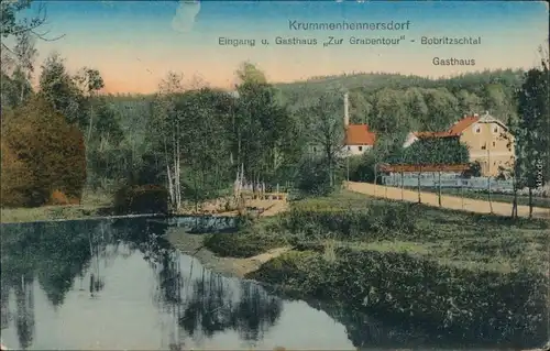 Krummenhennersdorf-Freiberg (Sachsen) Gasthaus, Straße und Fabrik 1926 