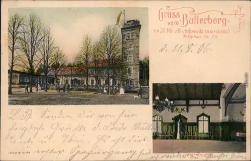 Bischofswerda 2 Bild: Berggasthaus Butterberg innen u. außen 1906 