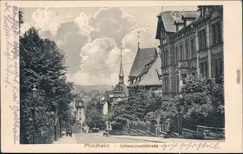 Ansichtskarte Pforzheim Partie in der Schwarzwaldstraße 1918 