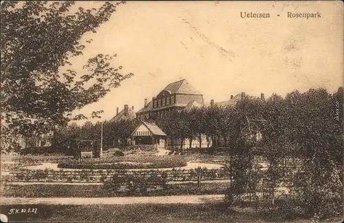 Ansichtskarte Uetersen Haus, Pavillon und Rosenpark 1929 