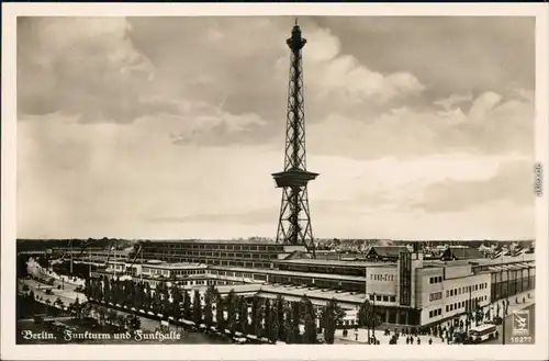 Ansichtskarte Charlottenburg-Berlin Funkturm und Funkhalle 1934 