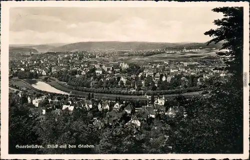 Ansichtskarte Saarbrücken Blick auf den Staden 1937 