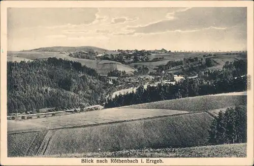 Ansichtskarte Röthenbach Klingenberg Erzgebirge Blick auf die Stadt 1922