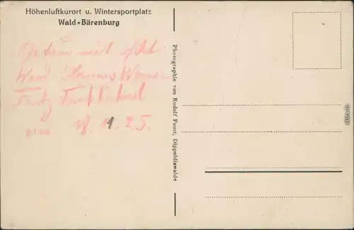 Waldbärenburg Altenberg (Erzgebirge) Partie an der Riedelmühle 1918
