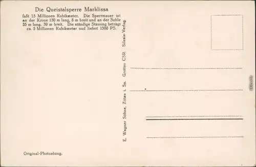 Ansichtskarte Marklissa Leśna Queistalsperre mit Hospiz 1930 