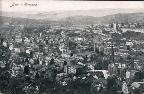 Ansichtskarte Aue (Erzgebirge) Blick auf Stadt und Fabrikanlagen 1922 