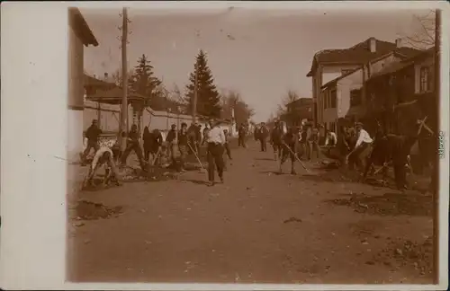 Ansichtskarte  Soldaten beim Straßenbau - erster Weltkieg 1919 