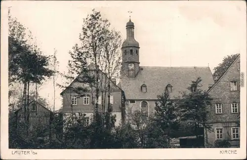 Ansichtskarte Lauter (Erzgebirge) Bernsbach Partie an der Kirche 1928