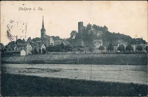 Ansichtskarte Stolpen Partie an der Stadt - Häuser 1920 