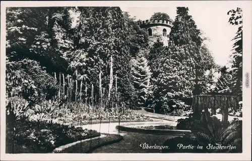 Ansichtskarte Überlingen Partie im Stadtgarten 1927