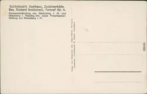 Ansichtskarte Zechlinerhütte-Rheinsberg Blick von der Bikonbrücke 1928 