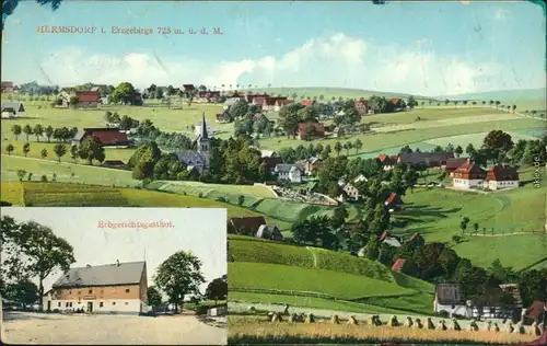 Hermsdorf  Erzgebirge Stadt und Erbgerichtsgasthof - 2 Bild b Altenberg 1910