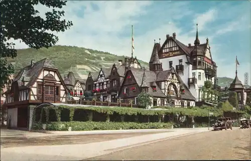 Assmannshausen am Rhein-Rüdesheim (Rhein) Straßenpartie am Gasthaus Krone 1914 