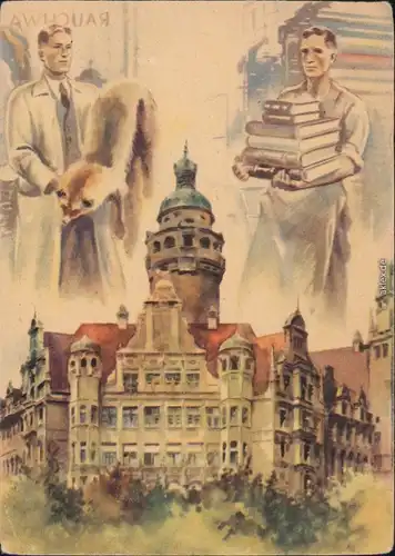 Ansichtskarte Leipzig 1. Leipziger Freidensmesse - Künstlerkarte 1955 