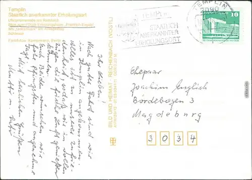 Templin Uferpromenade  FDGB-Erholungsheim Friedrich Engels, MS Uckermark  1988