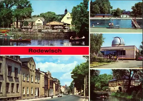 Rodewisch (Vogtland) Schloßinsel, Auerbacher Straße, Bad, Schulsternwarte  1981