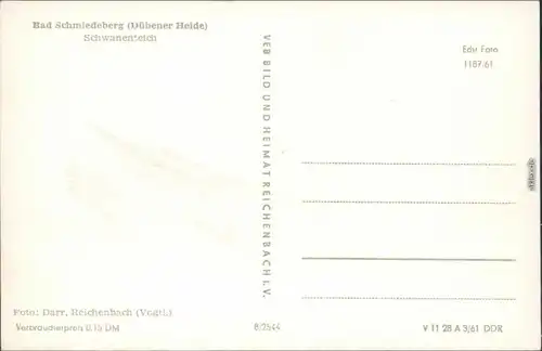 Ansichtskarte Bad Schmiedeberg Schwanenteich 1961