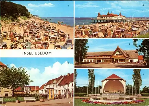 Usedom Ückeritz, Strand, Seebad Ahlbeck, Seebrücke, Damerow g1980