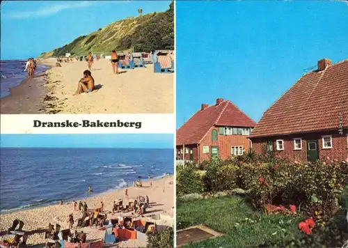 Ansichtskarte Dranske Strandansichten mit Badegästen und Ferienhäuser g1977