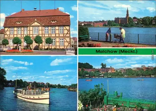 Malchow (Mecklenburg) Rathaus, Malchow See und Kloster Malchow, Dampfer 1980