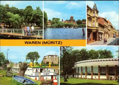 Ansichtskarte Waren/Müritz Kietzbrücke, Lange Straße, Hafen g1979