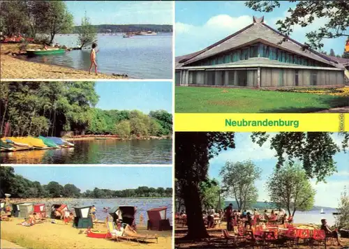 Neubrandenburg Kulturpark    Bootshafen, Freibad, Stadthalle, HOG Badehaus 1980