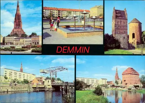 Ansichtskarte Demmin Markt und Zugbrücke über die Peene, An der Peene 1981