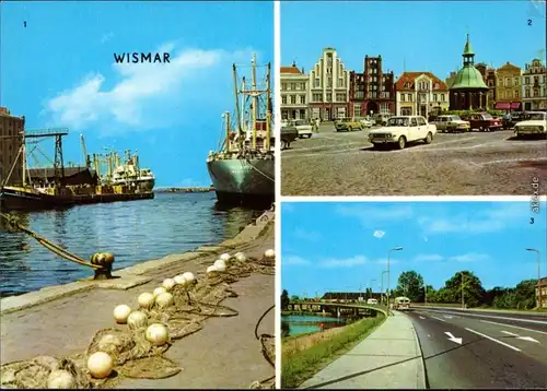 Ansichtskarte Wismar Hafen, Markt, Hochbrücke 1976