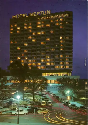 Ansichtskarte Warnemünde-Rostock Hotel Neptun - in der Nacht 1979