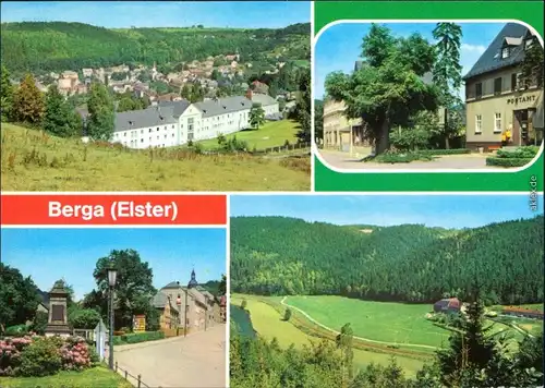 Berga (Elster) Teilansicht, Bahnhofstraße, Schloßstraße Elstertal 1982