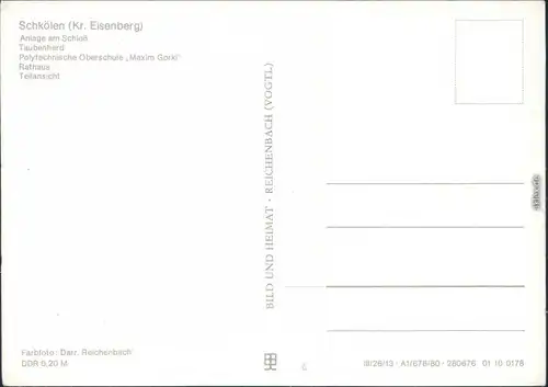 Schkölen Anlage am Schloß, Taubenherd, Polytechnische Oberschule  1980