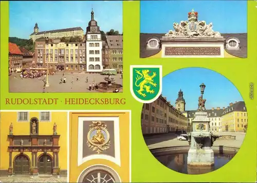 Ansichtskarte Rudolstadt Schloss Heidecksburg mit Markt und Brunnen 1982