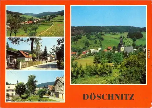 Ansichtskarte Döschnitz Panorama, Kirche, Ortsmotive 1982