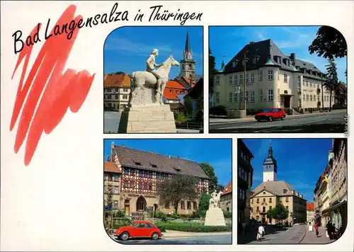 Bad Langensalza Blick zur Bergkirche   Schwefelbad, Heimatmuseum, Rathaus 1995