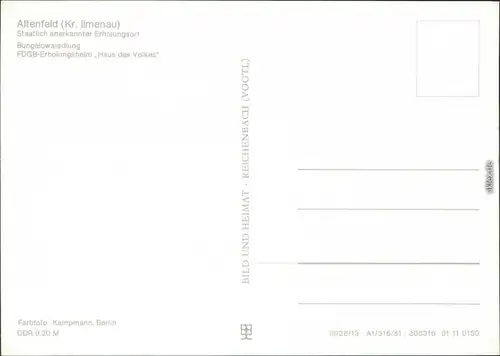Altenfeld (Thüringen Bungalowsiedlung FDGB-Erholungsheim "Haus des Volkes" 1981