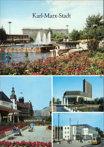 Chemnitz Karl-Marx-Stadt Karl-Marx-Platz, Rosenhof, Stadthalle  1988