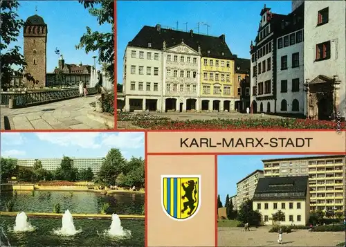 Chemnitz Roten Turm, Siegertsches Haus, Wasserspiele, Fritz-Heckert-Haus 1990