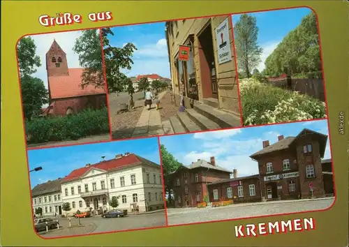 Kremmen (Oberhavel) Kirche Markt, Ruppiner Kanal, Rathaus, Bahnhof 1995