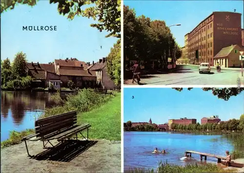 Müllrose Seepromenade, Blick zur Mühle, Blick von der Seepromenade   1974