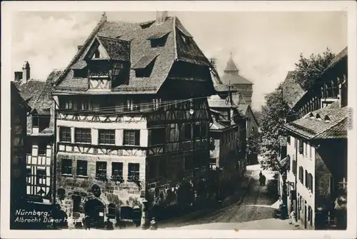 Ansichtskarte Nürnberg Albrecht-Dürer-Haus - Straßenpartie 1930 