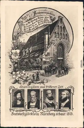 Ansichtskarte Nürnberg Bratwurstglöcklein - Stammgäste 1932 