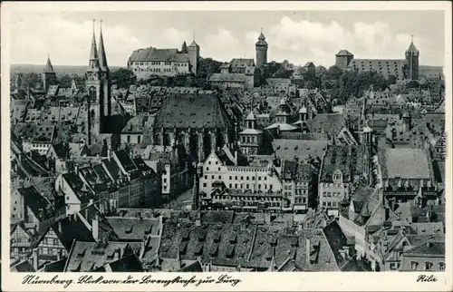 Ansichtskarte Nürnberg Blick über die Dächer der Stadt 1932 