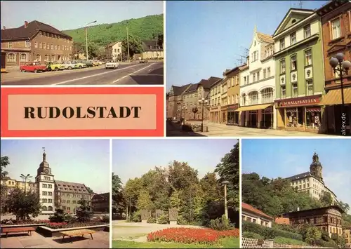 Rudolstadt   Thälmannstraße, Rathaus, Wilhelm-Pieck-Platz, Heidecksburg 1984