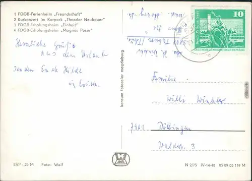 Tabarz Thüringer Wald FDGB-Ferienheim "Freundschaft", "Einheit",     1975