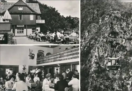 Thale (Harz) Berghotel Roßtrappe, Roßtrappenfelsen mit Personenschwebebahn 1984